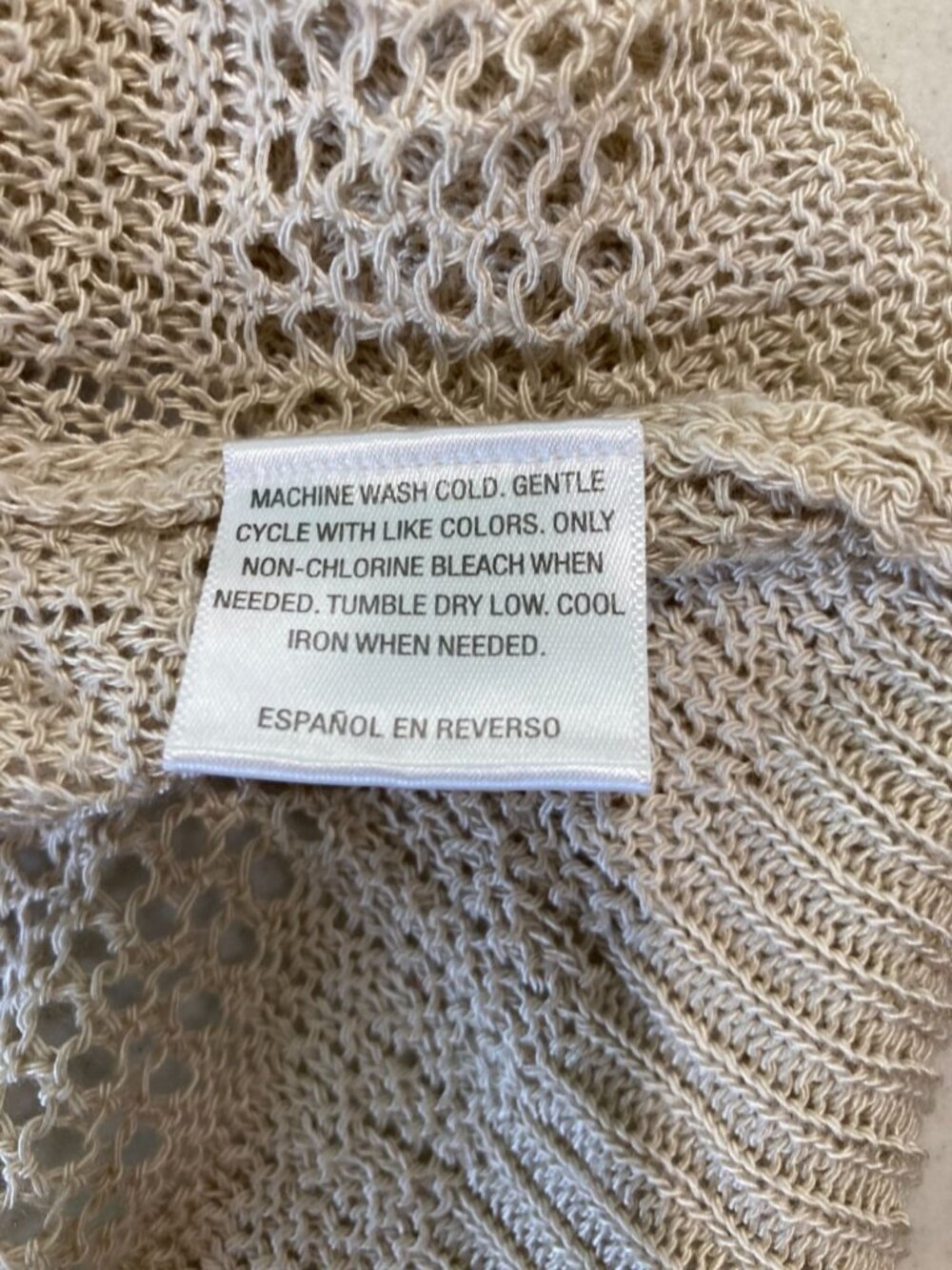 Charter Club Open Front Sheer Cardigan PL Beige Boho Festival Cottagecore Indie - Picture 8 of 9